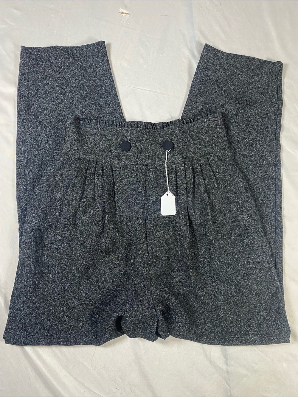 Vintage L. Bates High-Waisted Pleated Trousers | Shimmer Charcoal | Size XS